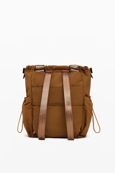 Desigual Multi-position Backpack With Drawstrings In Burgundy