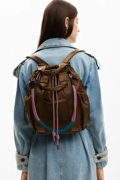 Desigual Medium Multiposition Backpack In Brown