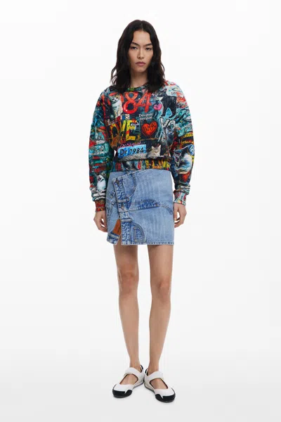 Desigual Graffiti Sweatshirt In Blue