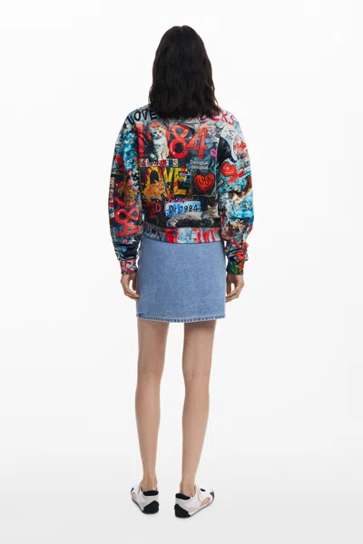 Desigual Graffiti Sweatshirt In Blue