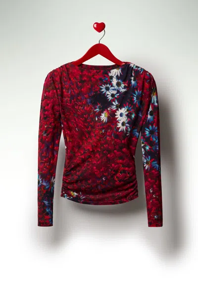 Desigual Thin Daisy Sweater In Red