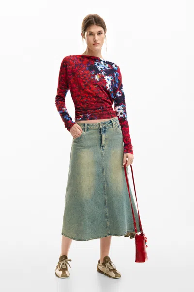 Desigual Thin Daisy Sweater In Red