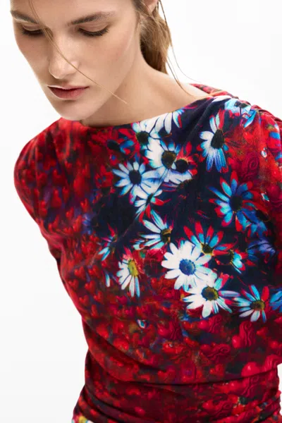 Desigual Thin Daisy Sweater In Red