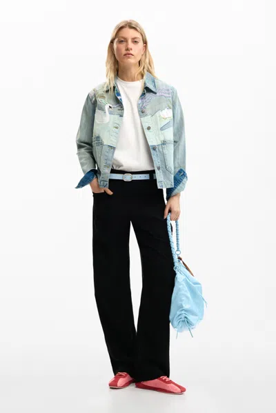 Desigual Denim Patch Jacket In Blue
