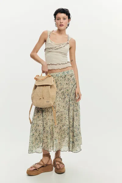 Desigual Small Raffia Backpack Charms In Neutral