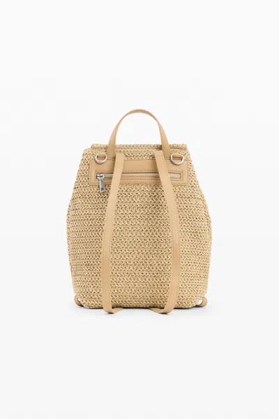 Desigual Small Raffia Backpack Charms In Neutral
