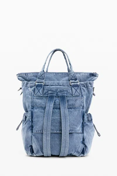 Desigual Large Denim Backpack In Blue