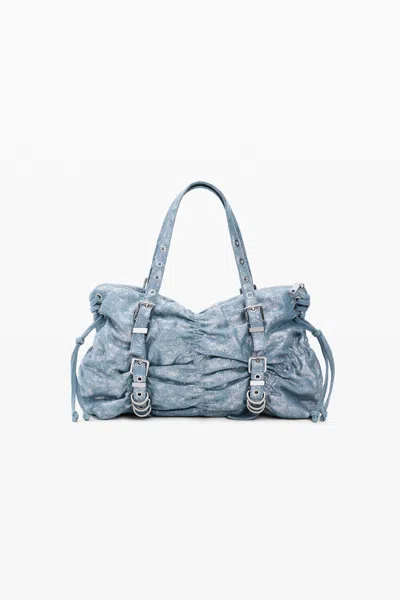 Desigual Medium Ruched Denim Backpack In Blue