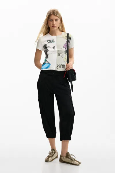 Desigual Mickey & Minnie Mouse Paneled Graphic T-shirt In Multi
