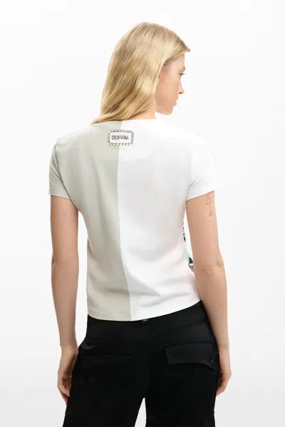 Desigual Mickey & Minnie Mouse Paneled Graphic T-shirt In Multi