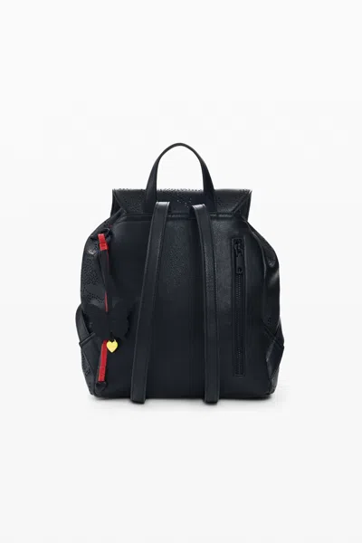 Desigual Perforated Small Backpack In Black