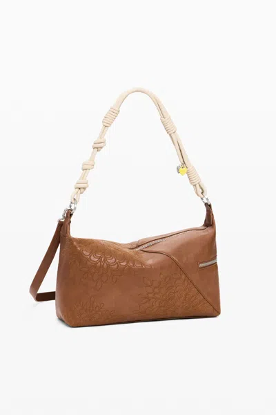 Desigual Medium Embroidered Bag In Brown