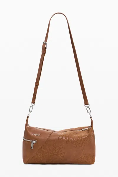 Desigual Medium Embroidered Bag In Brown
