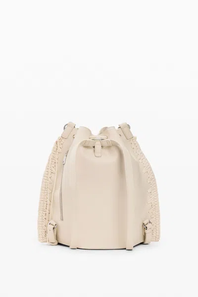 Desigual Embroidered Ruched Backpack In Neutral