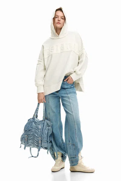 Desigual Medium Ruched Denim Backpack In Blue