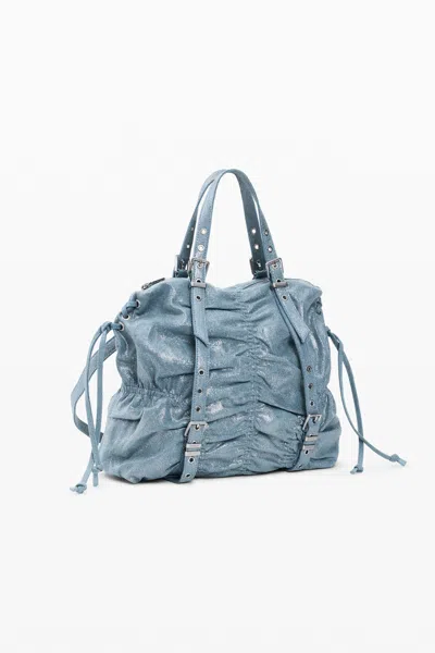 Desigual Medium Ruched Denim Backpack In Blue