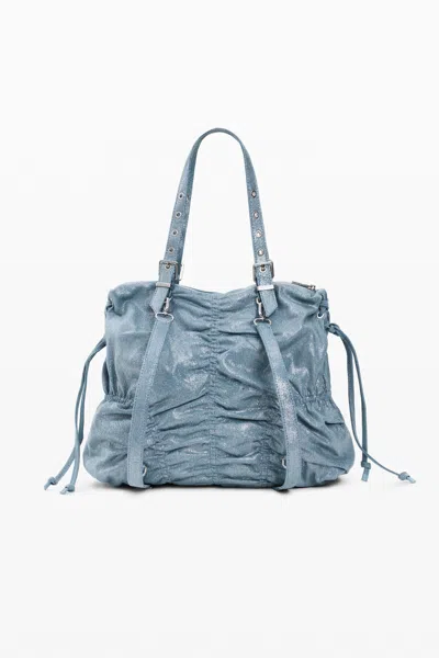 Desigual Medium Ruched Denim Backpack In Blue