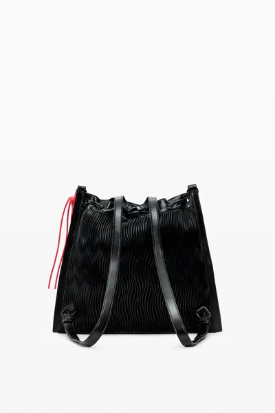 Desigual Convertible Embossed Backpack In Black