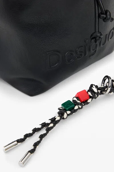 Desigual Medium Braided Backpack In Black