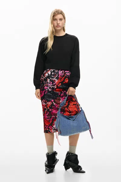 Desigual Big Denim Heart Bag In Blue