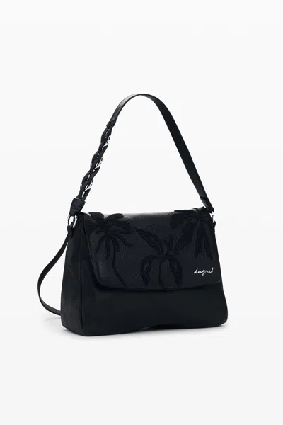 Desigual Medium Backpack Embroidered Charms In Pattern