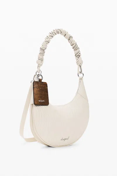 Desigual Medium Oval Bag With Embossing In White