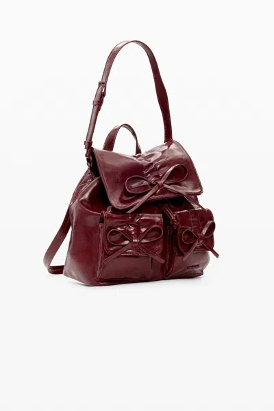 Desigual Small Shiny Backpack Bow In Brown