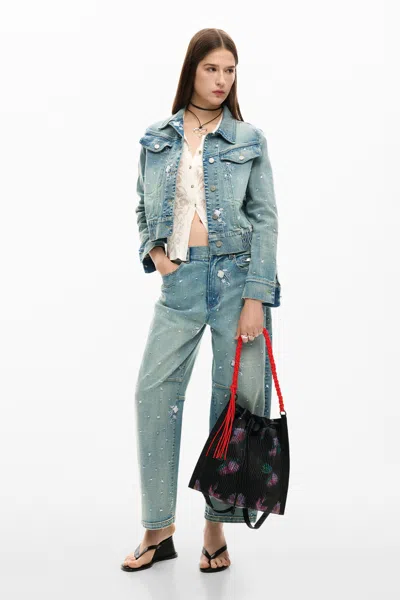 Desigual Medium Floral Backpack With Shoulder Strap In Black