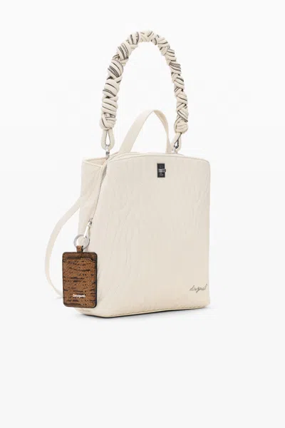 Desigual Small Backpack With Engravings In White