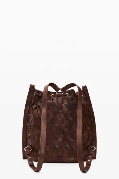 Desigual Medium Braided Drawstring Backpack In Brown