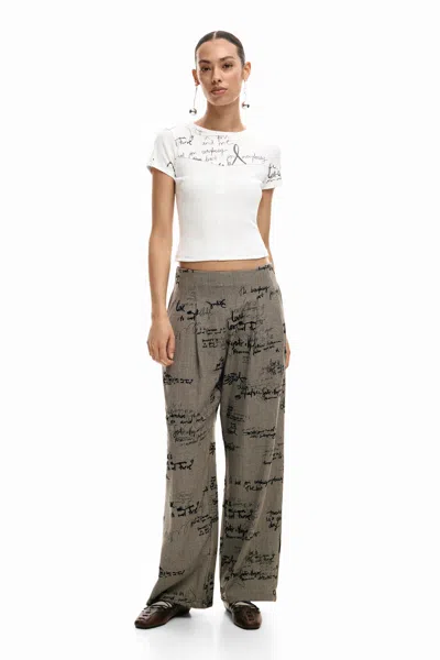 Desigual Doodles Cotton Graphic T-shirt In White