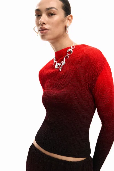 Desigual Gradient Blouse In Red