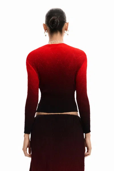 Desigual Gradient Blouse In Red