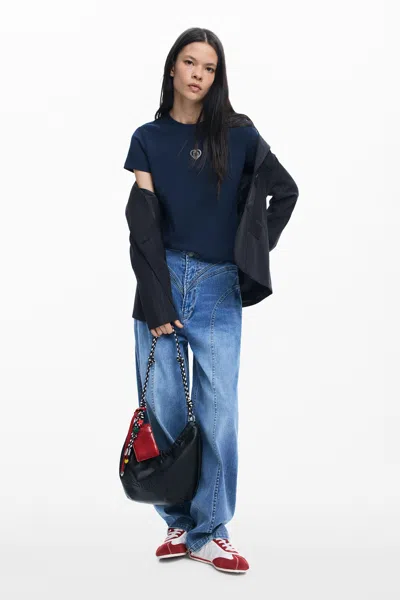Desigual Basic Logo T-shirt In Blue