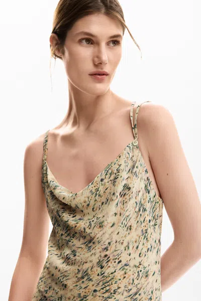 Desigual Beige Polyester Casual Dress In Yellow