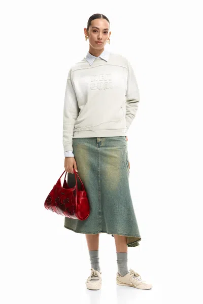 Desigual Gradient Logo Sweatshirt In White