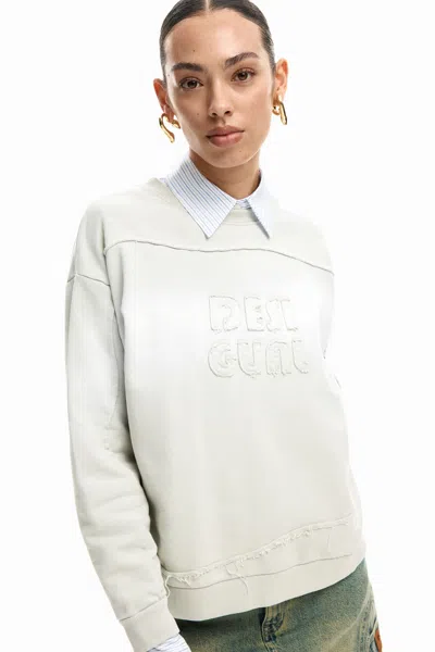 Desigual Gradient Logo Sweatshirt In White