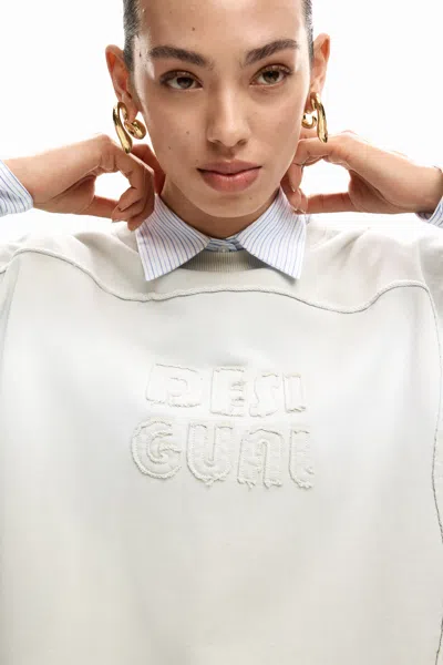 Desigual Gradient Logo Sweatshirt In White