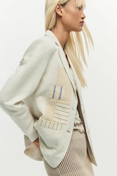Desigual White Patchwork Blazer In White