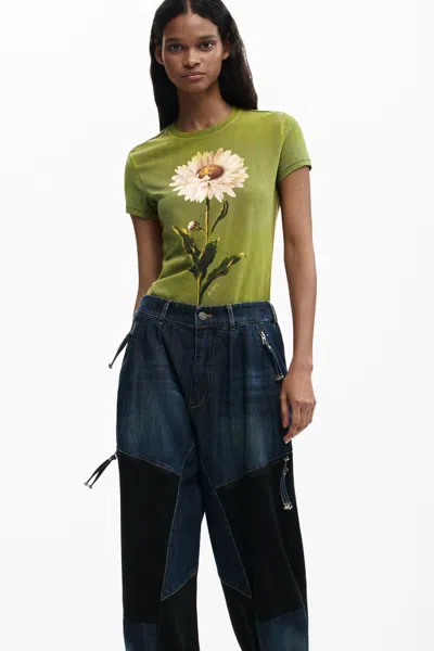 Desigual Patchwork Denim Trousers In Multi