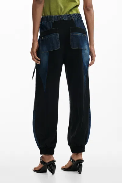 Desigual Patchwork Denim Trousers In Multi