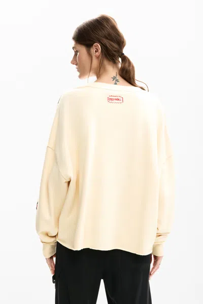 Desigual X Mickey And Minnie Mouse Graphic-print Sweatshirt In Neutral
