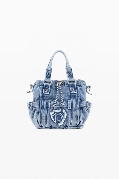 Desigual Mini Denim Crossbody Bag In Blue