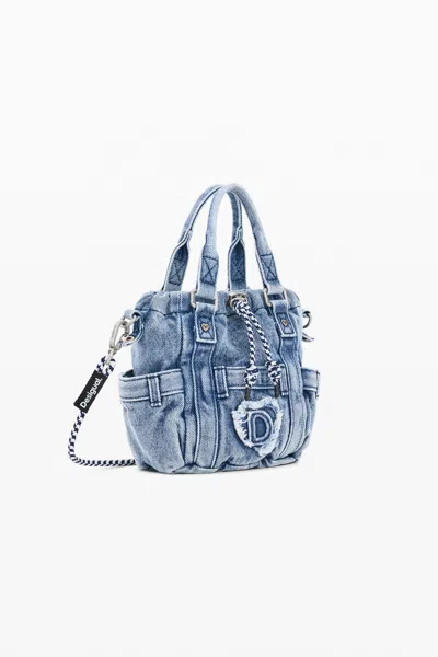 Desigual Mini Denim Crossbody Bag In Blue