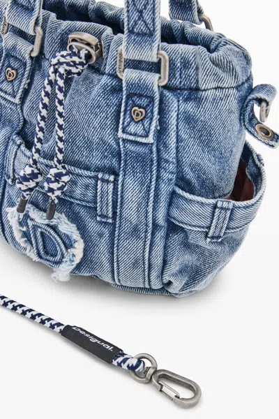 Desigual Mini Denim Crossbody Bag In Blue