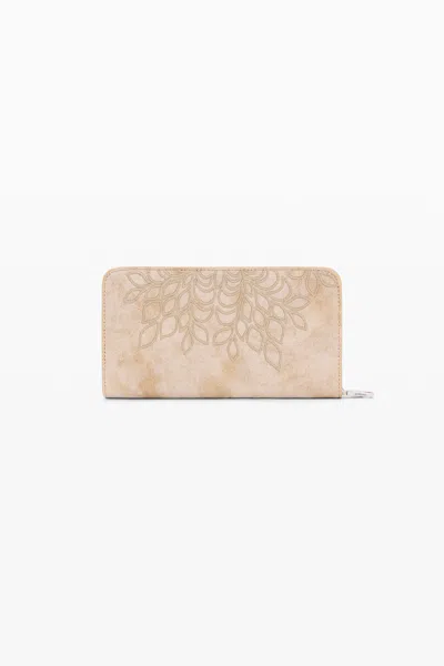 Desigual Medium Embroidered Wallet In White
