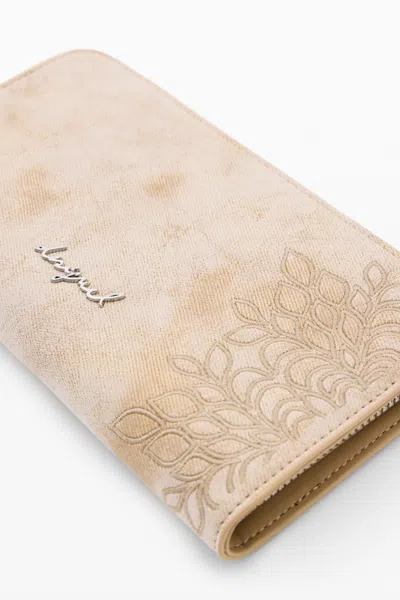Desigual Medium Embroidered Wallet In White