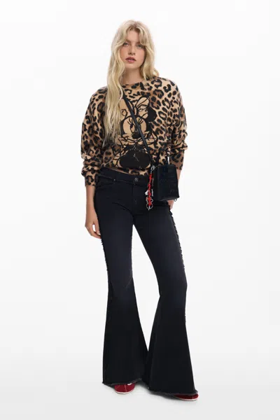 Desigual X Disney Minnie Mouse Leopard-print Sweater In Animal Print