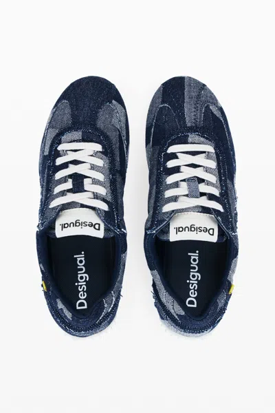 Desigual Denim Patchwork Sneaker In Blue