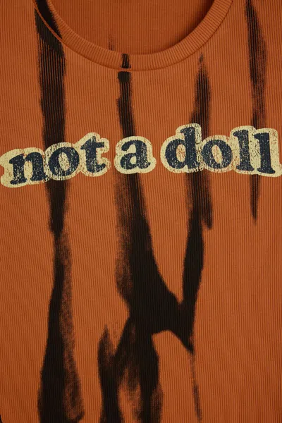 Desigual Not A Doll Cotton Graphic T-shirt In Brown